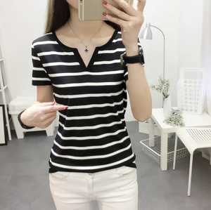 Camiseta extragrande de algodón con estampado para mujer, Camiseta con estampado personalizado para mujer, camiseta de manga larga de alta calidad con estampado de tiras extragrandes - Product Image 5