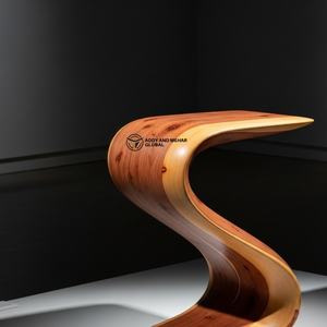 Modern Curved Wooden Side <b>Table</b> Ottoman Sculptural S-Shape Wood Accent <b>Table</b> Contemporary Designer End <b>Table</b> for Living Room - Product Image 5