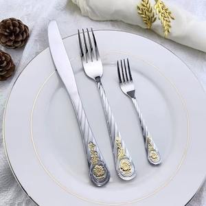 Ensemble de couverts en métal personnalisables en gros avec poignées design, comprenant des cuillères, des fourchettes, des couteaux et des cuillères à café - Product Image 1