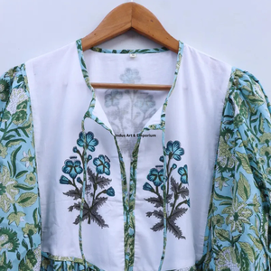 Beautiful floral Cotton Block Printed dress Dress For Casual wear Hand Block Printed Dress - Product Image 2
