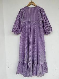Femmes filles pur coton Maxi robe indien bloc imprimé décontracté été soirée à la mode nouvelle vente en gros longue robe mi-longue - Product Image 3