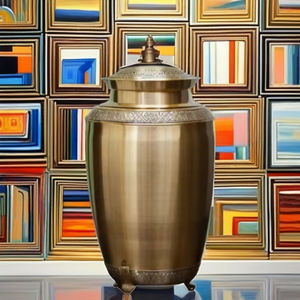 Urne funéraire en aluminium gravée à la main - Design moderne, finition couleur personnalisable, option vase mural décoratif, capacité 4-5L - Product Image 3