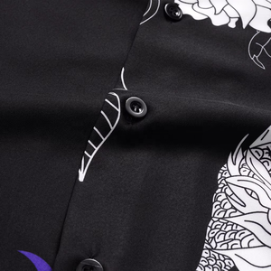 Chemise homme à manches courtes boutonnée, imprimé dragon noir personnalisé, sublimation numérique hawaïenne, été - Product Image 4