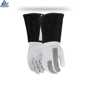 Guantes de Soldadura de Cuero Vacuno Rojo con Logotipo Personalizado, Guantes de Trabajo Ignífugos de Alta Calidad a Buen Precio para Soldadores - Product Image 4