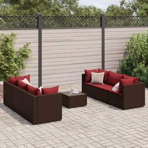 Ensemble de 6 meubles de jardin en marron et rouge cannelle pour patio - Product Image 1