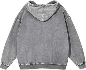 Sweat à capuche zippé oversize pour homme, 100% coton, délavé à l'acide, style vintage, coupe ample, streetwear, vente en gros - Product Image 2