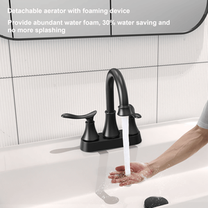 Rubinetto da Bagno Nero Opaco da 4 Pollici con 2 Maniglie, Scarico a Scomparsa e Tubi di Alimentazione, Rubinetteria per Lavabo (Non Spedibile nei Fine Settimana) - Product Image 5