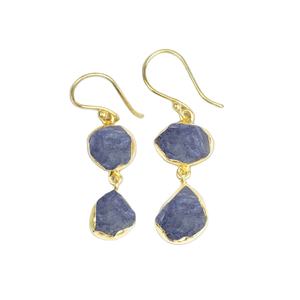 Pendientes de Tanzanita Cruda Hechos a Mano |   Joyería Colgante de Plata de Ley 925 Chapada en Oro - Product Image 1