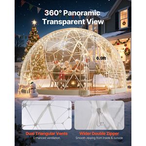 โดมสวนทรงกลมขนาด 15 x 9.5 ฟุต แบบโมเดิร์น ทำจาก PVC สำหรับใช้งานกลางแจ้ง โปร่งใส สำหรับ 10-14 คน กันสภาพอากาศได้ ใช้เป็นเรือนกระจกทรงจีโอเดสิก สีเขียว - Product Image 2