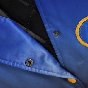 เสื้อแจ็คเก็ตบอมเบอร์สีดำและสีน้ำเงิน Sigma Gamma Rho สไตล์วาร์ซิตี้ แบบซิป แจ็คเก็ตลำลองสำหรับออกกำลังกาย คอเสื้อและปลายแขนเสื้อแบบริบ  สามารถสั่งทำได้ - Product Image 5