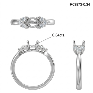 La mejor mano de obra Diseño único Calidad superior 14K Oro blanco sólido Diamante real Forma redonda Anillo de compromiso moderno para mujer - Product Image 5