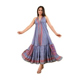 ชุดเดรสผ้าไหมวินเทจ เสื้อผ้าผู้หญิง ชุดฤดูร้อน เดรสเปิดหลัง เดรสสม็อค - Product Image 1