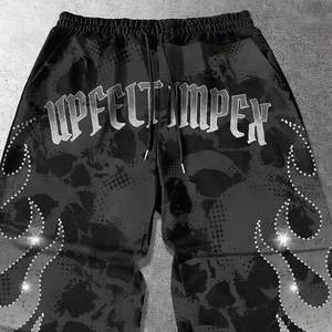 Up Felt Custom Digital Printing Sweatpants Men Loose Streetwear 100% Cotton Fabric Sweatpants Fit <b>Drawstring</b> Waist Wholesale - Product Image 3