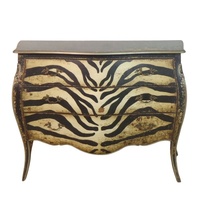 Cómoda con estampado de cebra vintage, cómoda de madera maciza de estilo francés para juego de muebles de dormitorio antiguo y muebles de Hotel