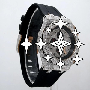 <b>Automatic</b> Luxury Sport Stainless Steel <b>Chronograph</b> Watch Crystal Mechanical Movement Fully Moissanite Bracelet Hip Hop Style - Product Image 2