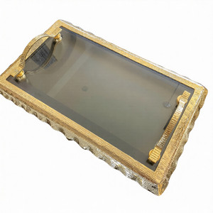 Rectangular Metal Gold Plated Serving Tray Dinnerware Sets Aluminum Metal Factory Directly Sale Durable Feature - Product Image 1