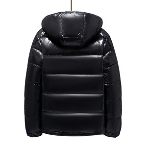 Veste d'hiver rembourrée à capuche pour homme, noire brillante, de qualité supérieure – résistante à l'eau - Product Image 1