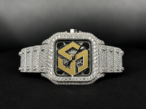 Reloj de Lujo con Incrustaciones de Diamantes Moissanite en Acero Inoxidable para Hombre y Mujer, Reloj de Pulsera Moderno - Product Image 1