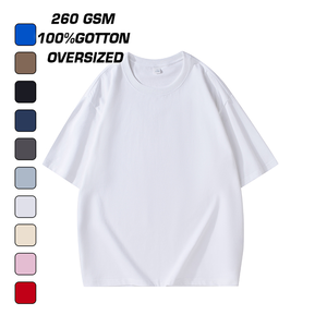 เสื้อยืดโอเวอร์ไซส์ผู้ชาย ผ้าฝ้าย 100% 260 GSM สีพื้น แขนสั้น คอกลม เสื้อเจอร์ซีย์ถักแบบเรียบง่าย สำหรับขายออนไลน์ - Product Image 3