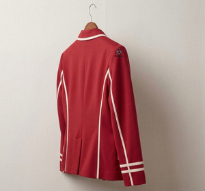 Blazer Rouge de Cérémonie Maçonnique Héritage Grec, Col Cranté, Bouton Unique, Couleur Unie, Manches Longues, Bordure Contrastante - Product Image 3