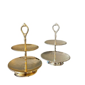 แท่นวางเค้กอลูมิเนียมทุบคุณภาพระดับพรีเมียมสีทอง/ชุบเงินสไตล์ INS อุปกรณ์ตกแต่งโต๊ะในบ้านและร้านอาหาร - Product Image 1