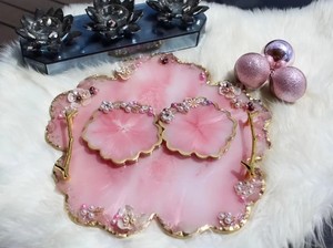 Plateau de service en résine au design artistique moderne pour la maison, l'hôtellerie, la restauration et la présentation décorative - Product Image 2