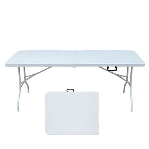 Portable <b>6ft</b> White <b>Folding</b> <b>Table</b> High Load Bearing Portable Plastic <b>Table</b> for Camping Picnics Parties - Product Image 2