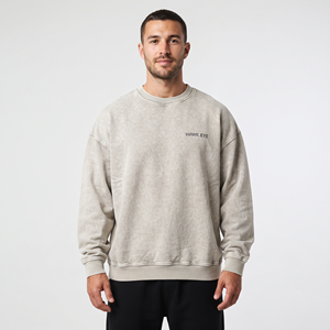 Sweat-shirt en coton surdimensionné délavé à l'acide pour hommes, fabricant en gros - Product Image 5