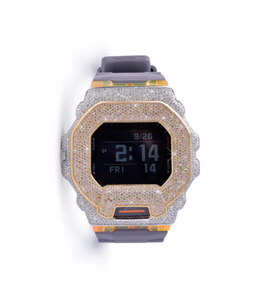 Montre numérique de luxe avec boîtier serti de pierres précieuses et bracelet en caoutchouc 36 mm, montre unisexe tendance - Product Image 1
