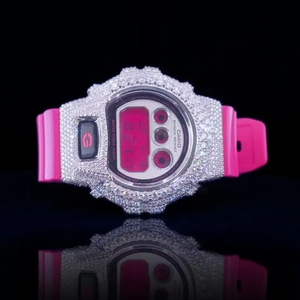 Custom G-Sh0 Iced Out Stainless Steel Digital <b>Watch</b> VVS Moissanite Diamonds <b>Rubber</b> Band Hip Hop Style Premium Design for Men - Product Image 2