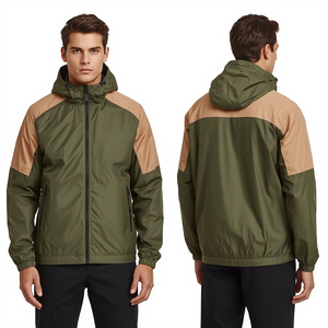 Veste coupe-vent de printemps pour homme de haute qualité, vert olive, col montant, en polyester/coton, pour l'extérieur, décontractée et tendance - Product Image 4