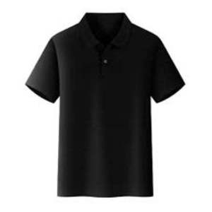 Polo à manches courtes pour homme, noir, coupe classique, couleur unie, coton, vêtements décontractés - Product Image 1