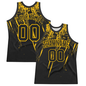 Custom Basketball Jersey Tank <b>Top</b> Black <b>Yellow</b> Print Sleeveless Breathable Sublimation Sports <b>Vest</b> Basketball Jersey - Product Image 1