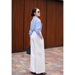 Women's Elegant <b>White</b> High Waist Straight Leg Tailored Casual Office <b>Trousers</b> Flap Pocket Detail Anti-Wrinkle Spandex/Polyester - Product Image 4
