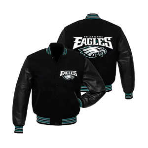 Veste universitaire classique pour homme, logo d'aigle brodé, veste de baseball en laine avec manches en cuir, manteau streetwear d'hiver - Product Image 3