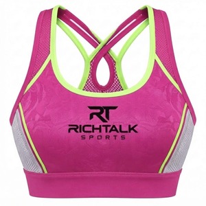 Sujetador deportivo para mujer con tirantes cruzados, cuello redondo, panel de malla transpirable, alta sujeción, secado rápido, ropa deportiva de spandex - Product Image 5