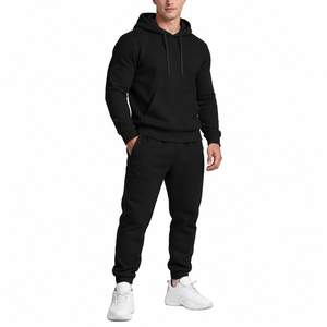 Conjunto Deportivo con Capucha para Hombre, Color Sólido, Algodón, Casual, Otoño, Sudadera Larga y Pantalones Deportivos con Cierre de Cordón - Product Image 1