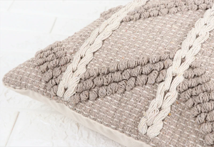 Hand Loom Woven Off <b>White</b> and Gray Textured Boho <b>Cushion</b> Cover Handmade Decorative Pillow Case for Sofa Bedroom Living - Product Image 3