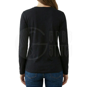 Camiseta de Manga Larga con Cuello en V para Mujer, Etiqueta Privada Personalizada, Tops para Dama al por Mayor, Camiseta Ajustada con Cuello en V - Product Image 3