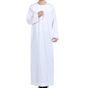 Vêtements ethniques traditionnels, robe musulmane, thobe blanche, jubba, robes de prière, respirantes, 100% coton, thobe arabe avec logo personnalisé - Product Image 1