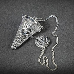 Meilleure qualité pendule en métal gros pierre précieuse pendule de guérison petit et épais argent goutte pendule en laiton - Product Image 6