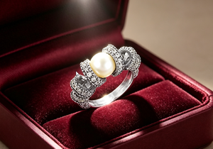 Anillo de Cóctel con Perlas para Mujer Art Palace, Chapado en Plata 925, Acero Inoxidable, Engaste Pavé, Anillo Clásico de Compromiso y Boda - Product Image 3