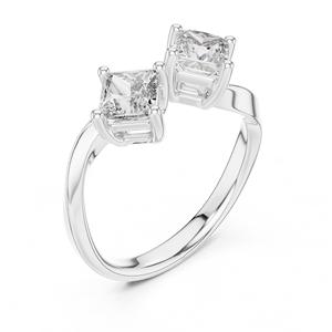 Anillo de Compromiso Solitario con Diamante CVD Cultivado en Laboratorio, Certificado por VDS IGI |   Plata 925 con baño de rodio y diamante de laboratorio con corte princesa - Product Image 3