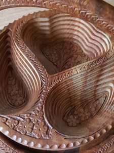 Handmade Wooden Storage <b>Basket</b> With Handle Circle Shape Rustic Multi Purpose <b>Tray</b> For Neatening And Organization - Product Image 2