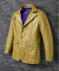 Veste en cuir Champ King Gold à motif gaufré, col rabattu, simple boutonnage, manches classiques - Product Image 2