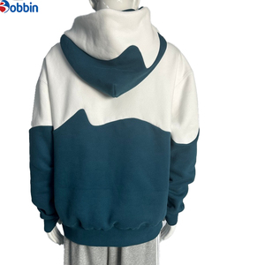 Sweat-shirt à capuche essentiel surdimensionné à manches longues pour homme, imprimé numérique, bicolore, coupe ample, épaules tombantes, personnalisable - Product Image 2