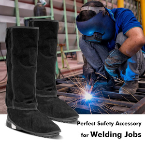 Couvre-chaussures de soudeur en cuir de vachette pleine fleur haute performance, résistants à l'abrasion, couvre-bottes de pompier, guêtres de sécurité - Product Image 6