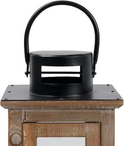 Farol de Madera Rústico con Paneles de Vidrio, Farol Decorativo Colgante Estilo Granja - Product Image 3