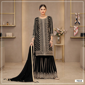 Costume Anarkali brodé noir pour femmes, vêtements traditionnels indiens et pakistanais pour mariage, provenant d'un fournisseur indien - Product Image 1