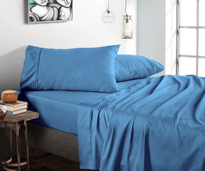 Designer Style Blue <b>Bedding</b> <b>Set</b> 400 Thread Count King Size Bed Sheets Soft Smooth Durable Home Textile Collection, custom made . - Product Image 1
